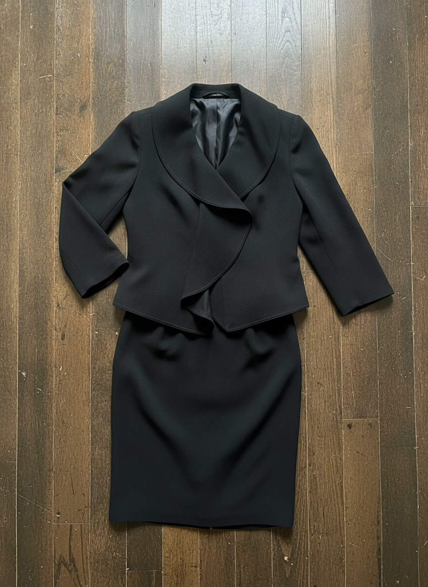 Calvin Klein Black Skirt Suit - Styled Flat-Lay