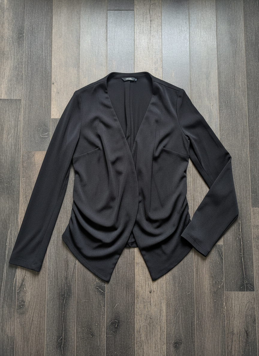 BCBGeneration Black Draped Blazer - Styled Flat-Lay