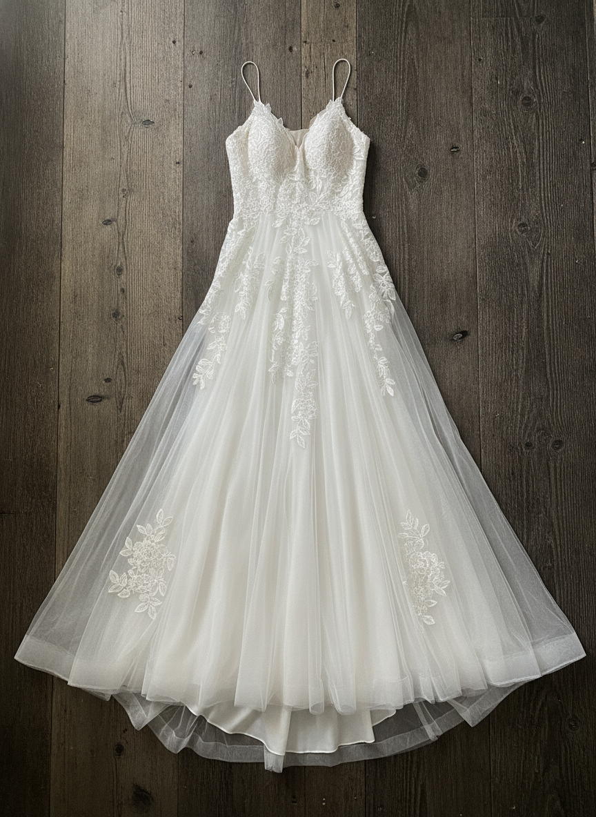Amelia Couture Floral Lace Gown - Styled Flat-Lay