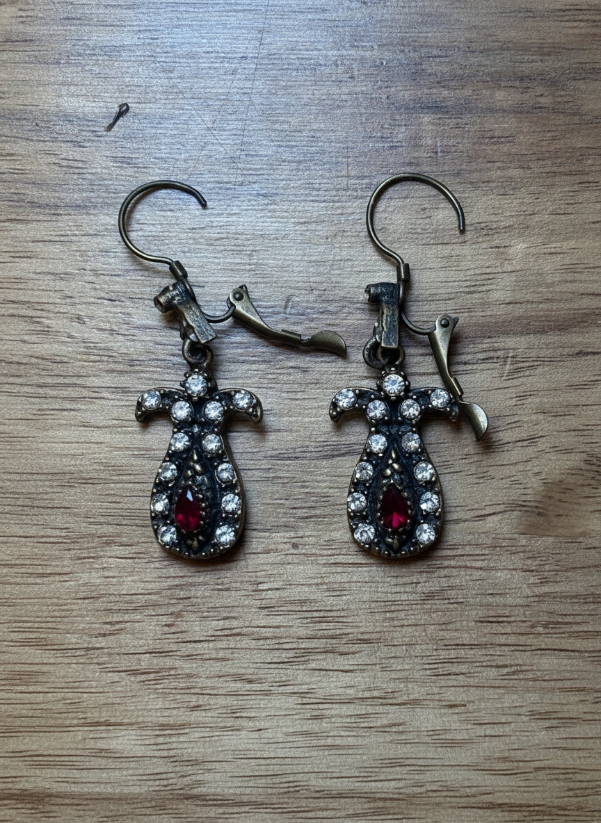 Unknown Brand Vintage Crystal Earrings - Styled Flat-Lay