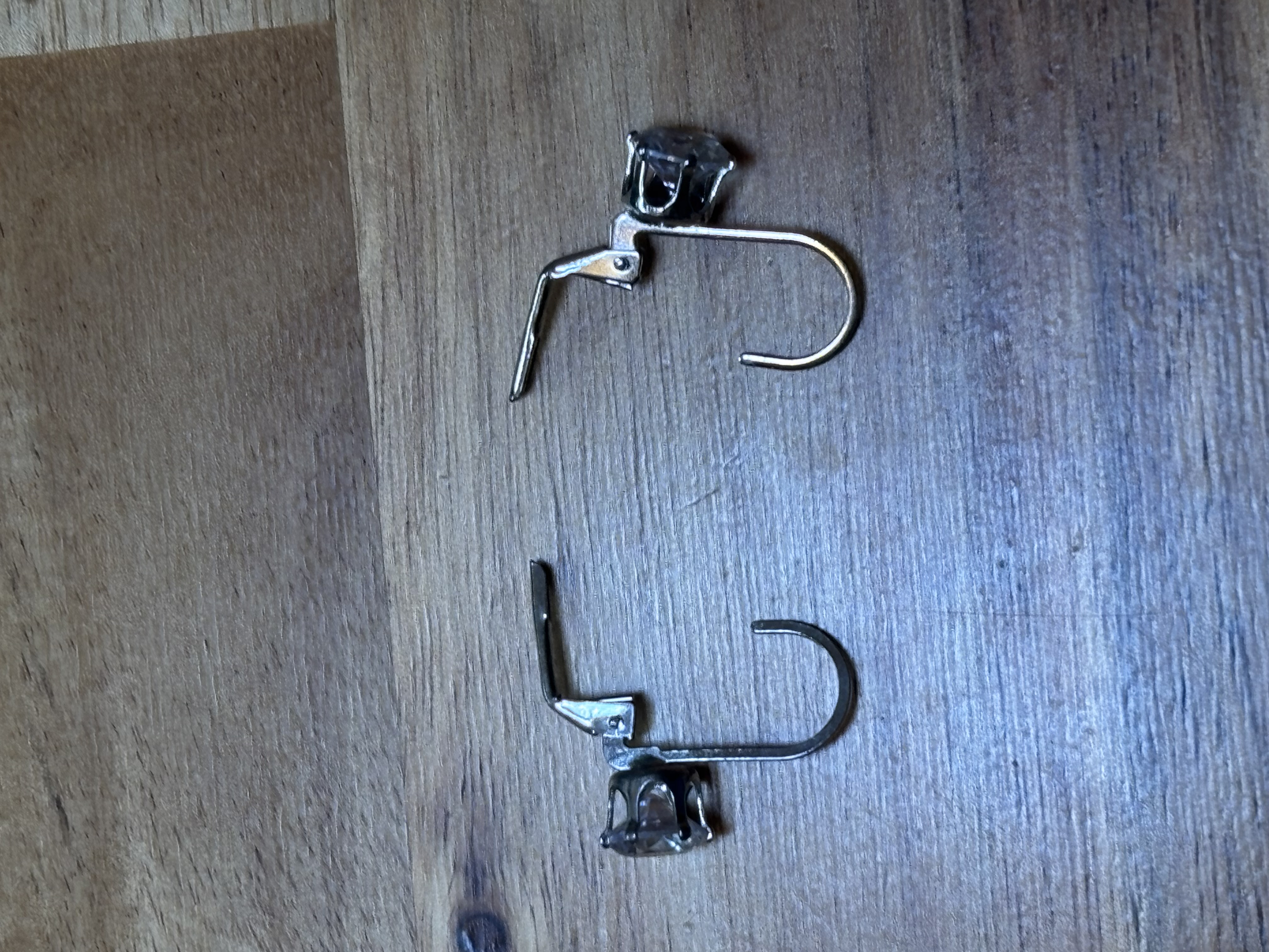 Silver Hook Earrings with Clear Stones