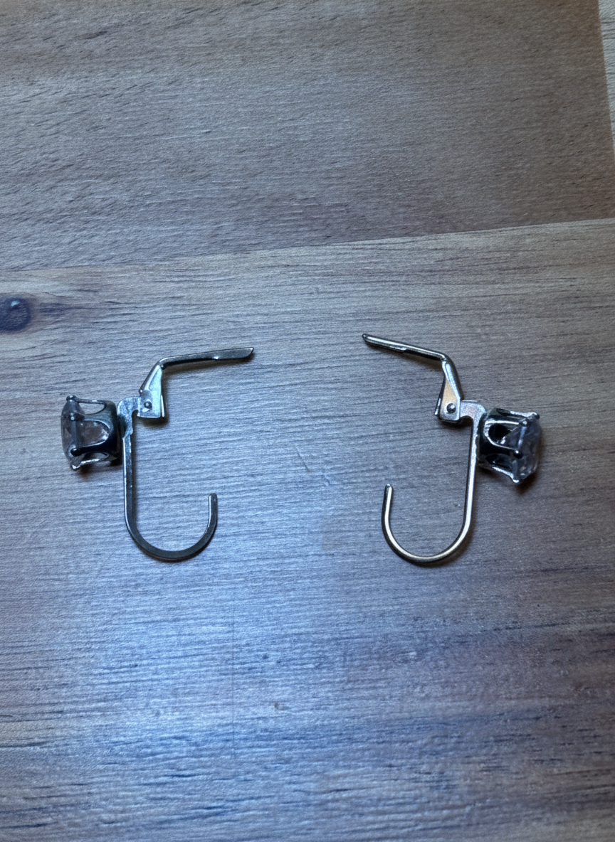 Silver Hook Earrings with Clear Stones