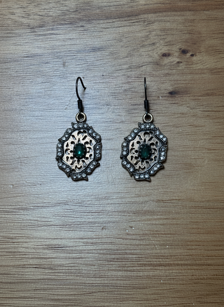 Vintage Filigree Drop Earrings - Styled Flat-Lay