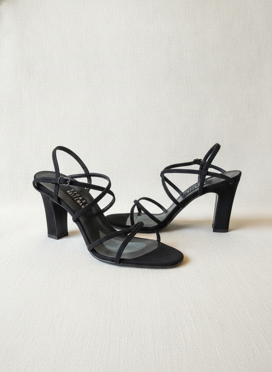 Stuart Weitzman Strappy Black Heels - Studio Shot