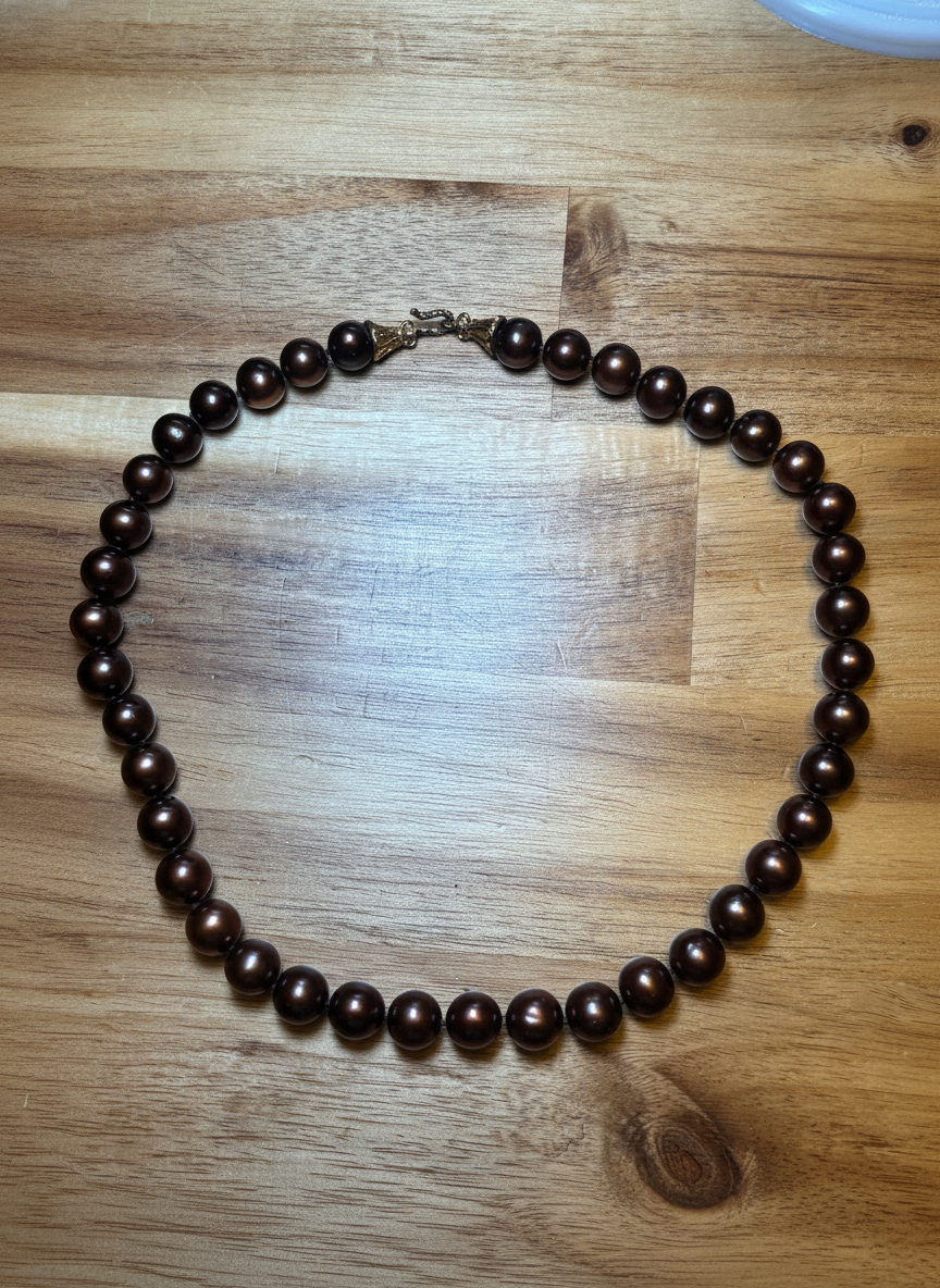 Vintage Beaded Pearl Necklace - Styled Flat-Lay