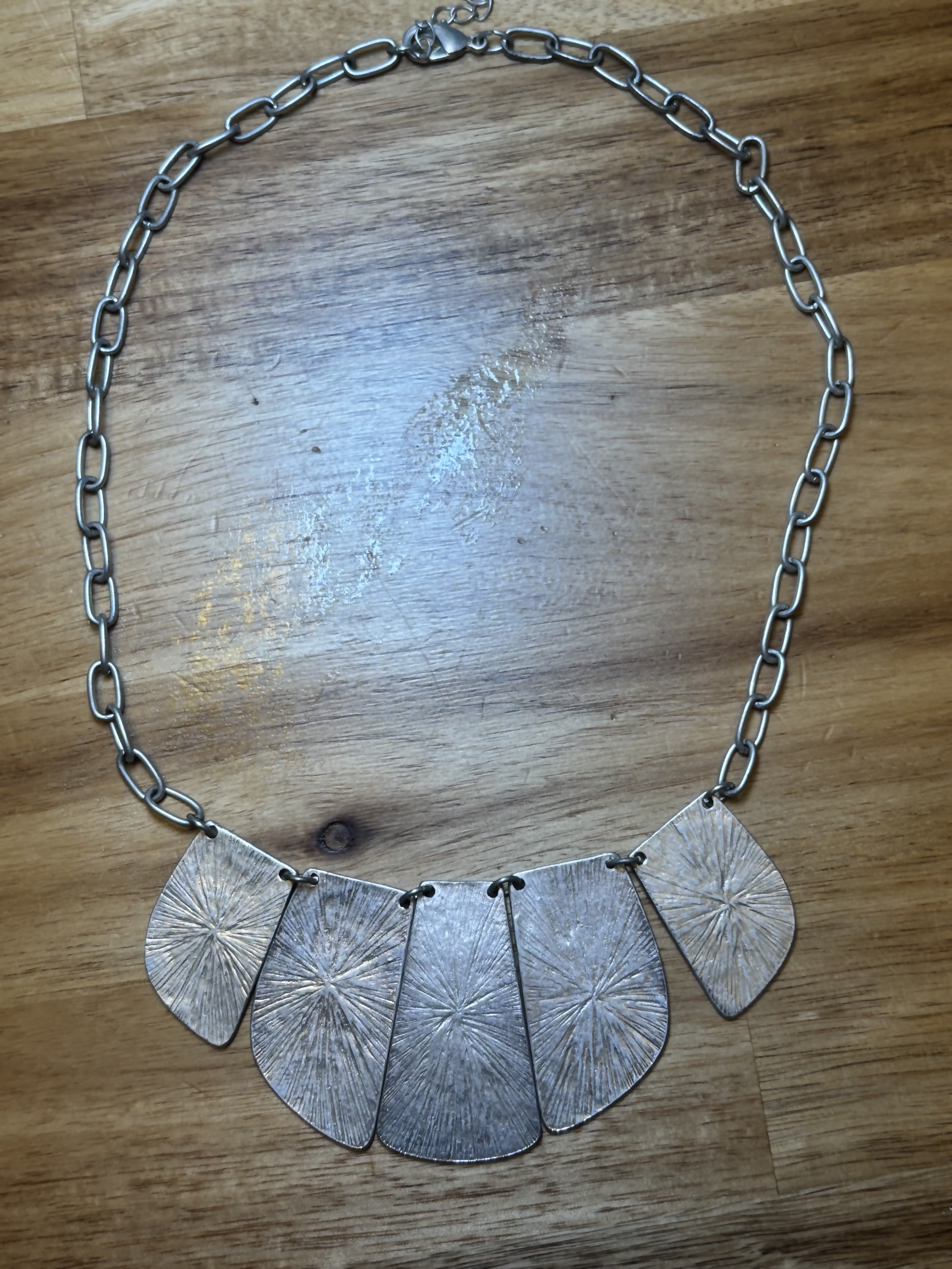 Genevive Textured Plate Necklace