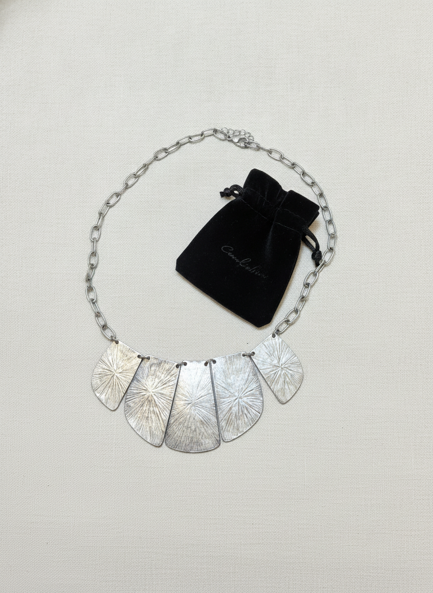 Genevive Textured Plate Necklace