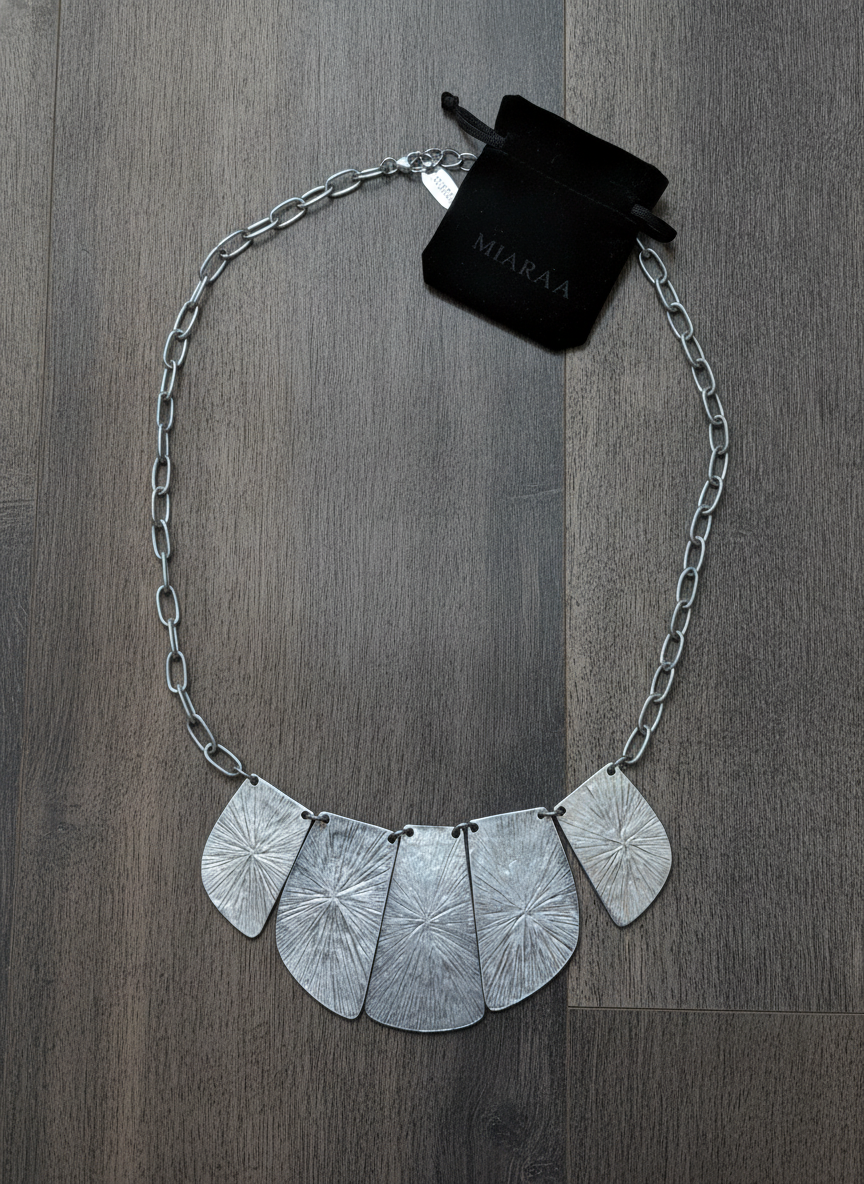 Genevive Textured Plate Necklace - Styled Flat-Lay