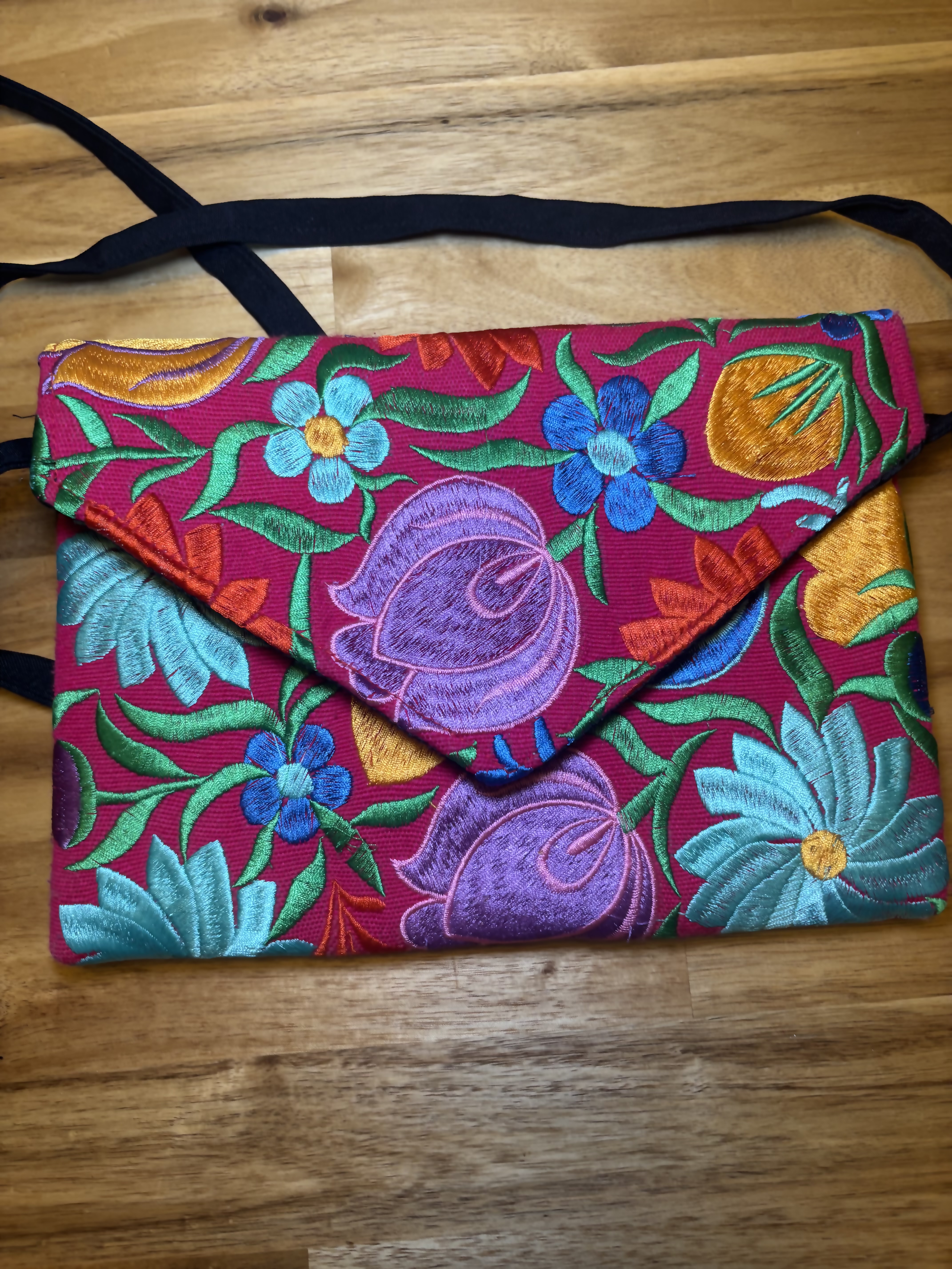 Artisan Embroidered Floral Clutch