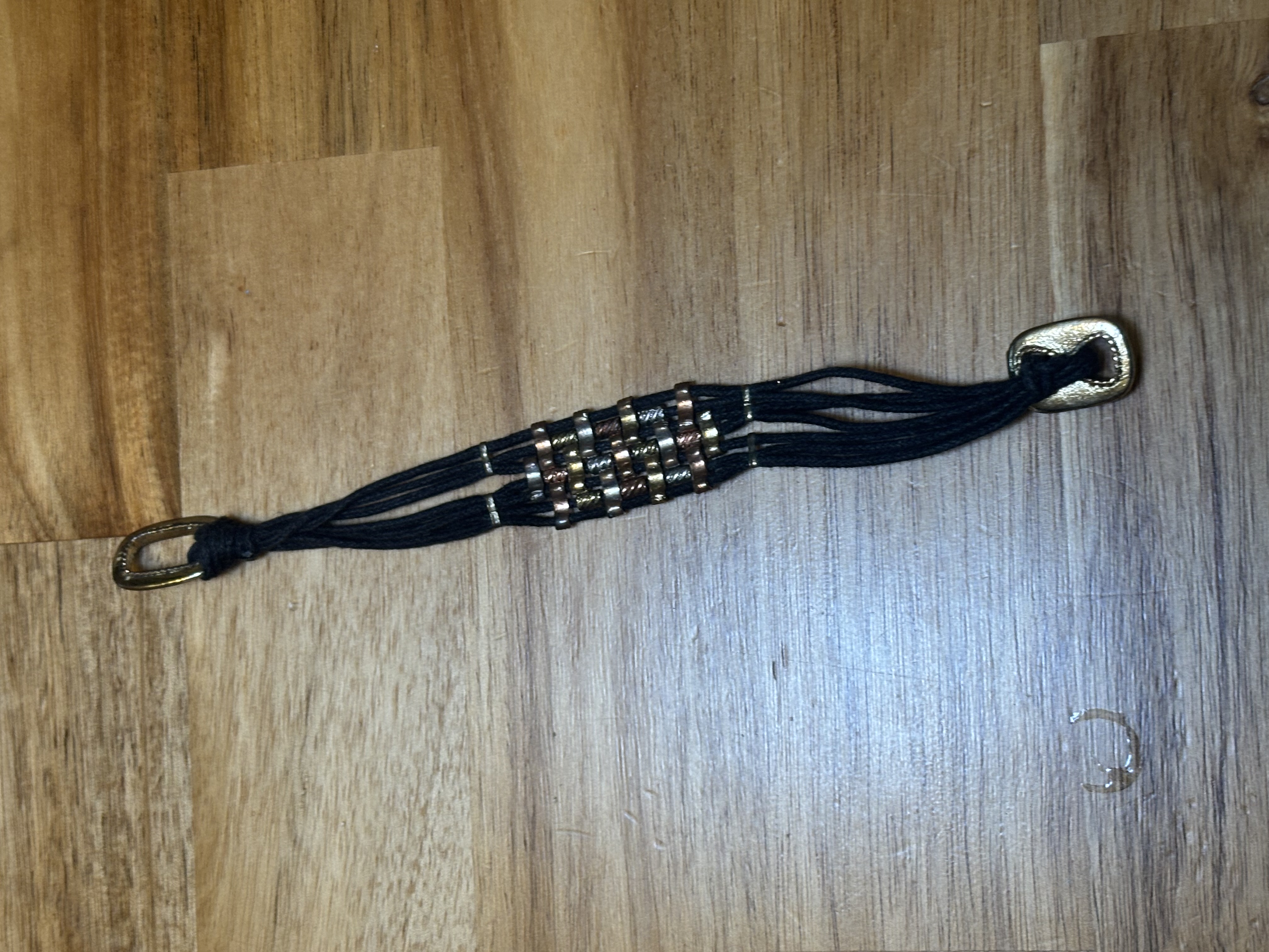 Beaded Black Strap Bracelet