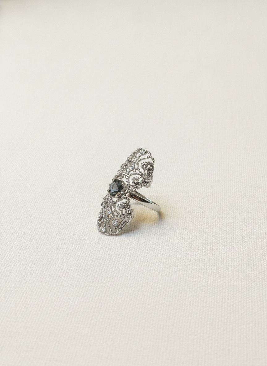 Unknown Brand Ornate Silver Ring - Studio Shot