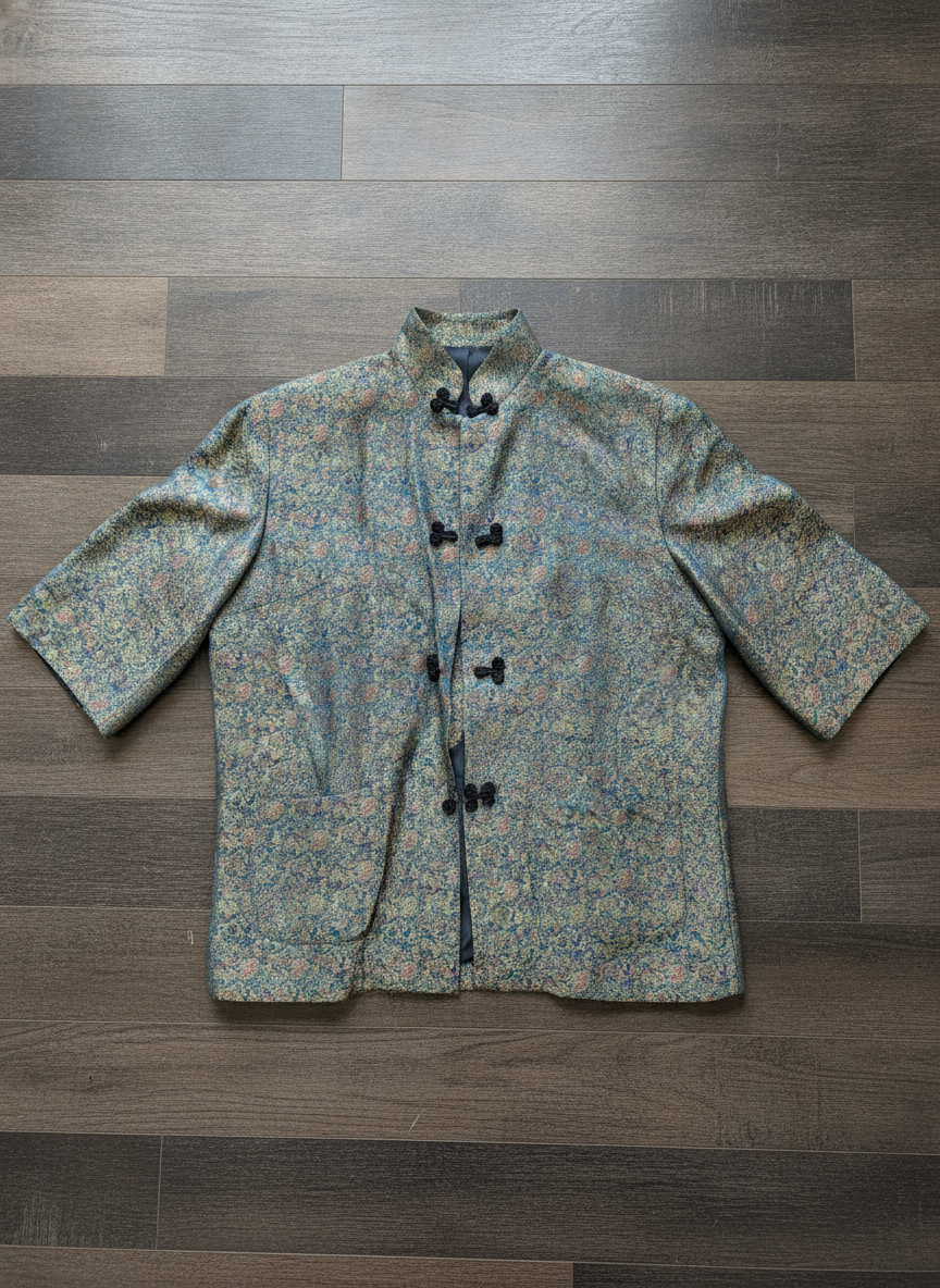 Vintage Metallic Brocade Jacket - Styled Flat-Lay