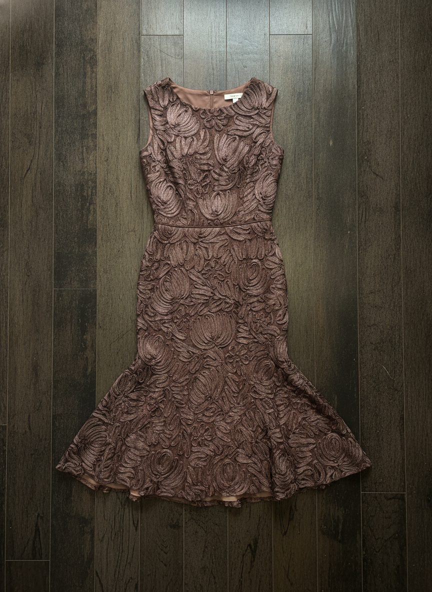 Lee Richard Floral Textured Cocktail Dress - Styled Flat-Lay