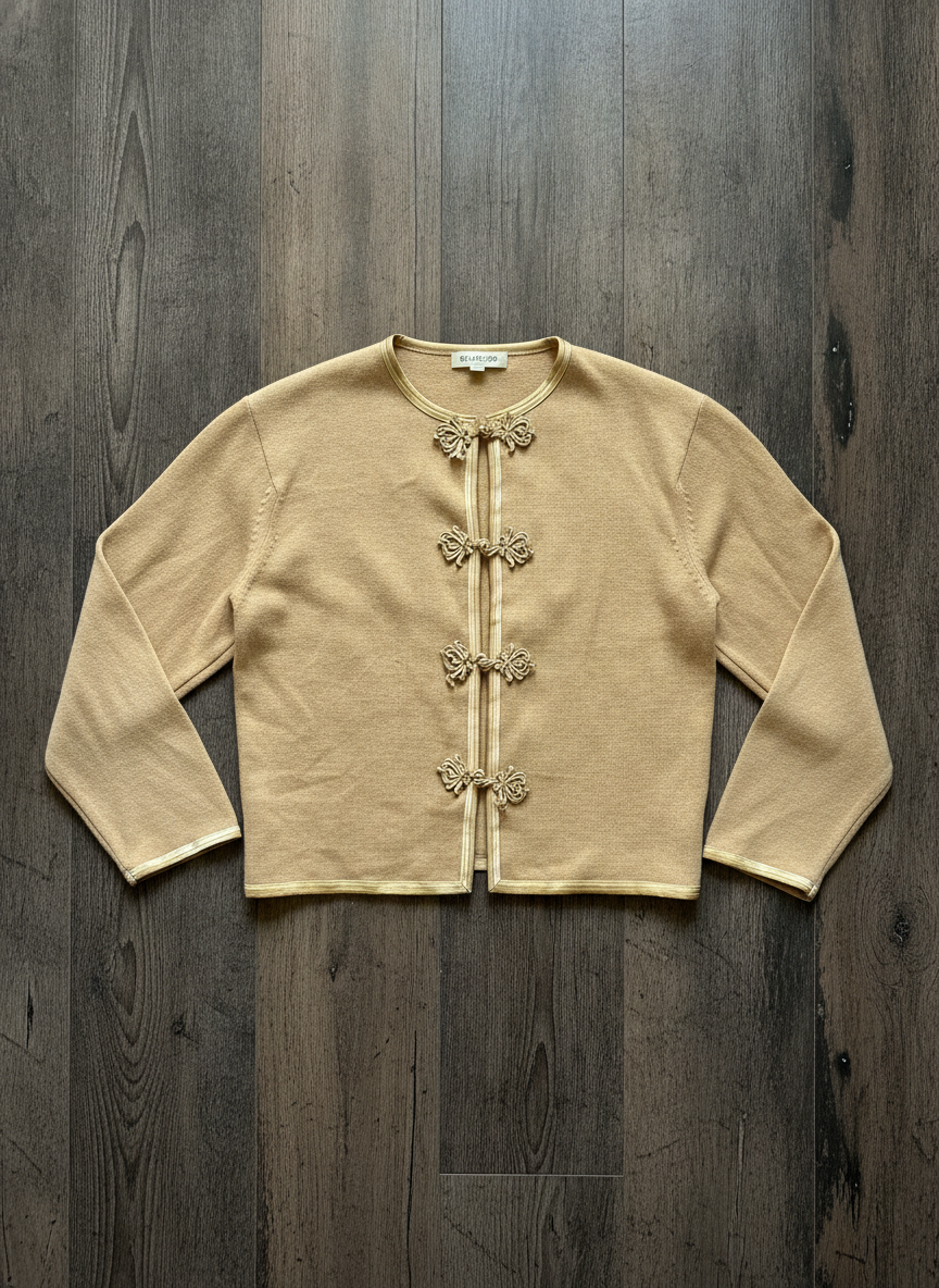 Royal Cathay Hand-Decorated Cardigan - Styled Flat-Lay