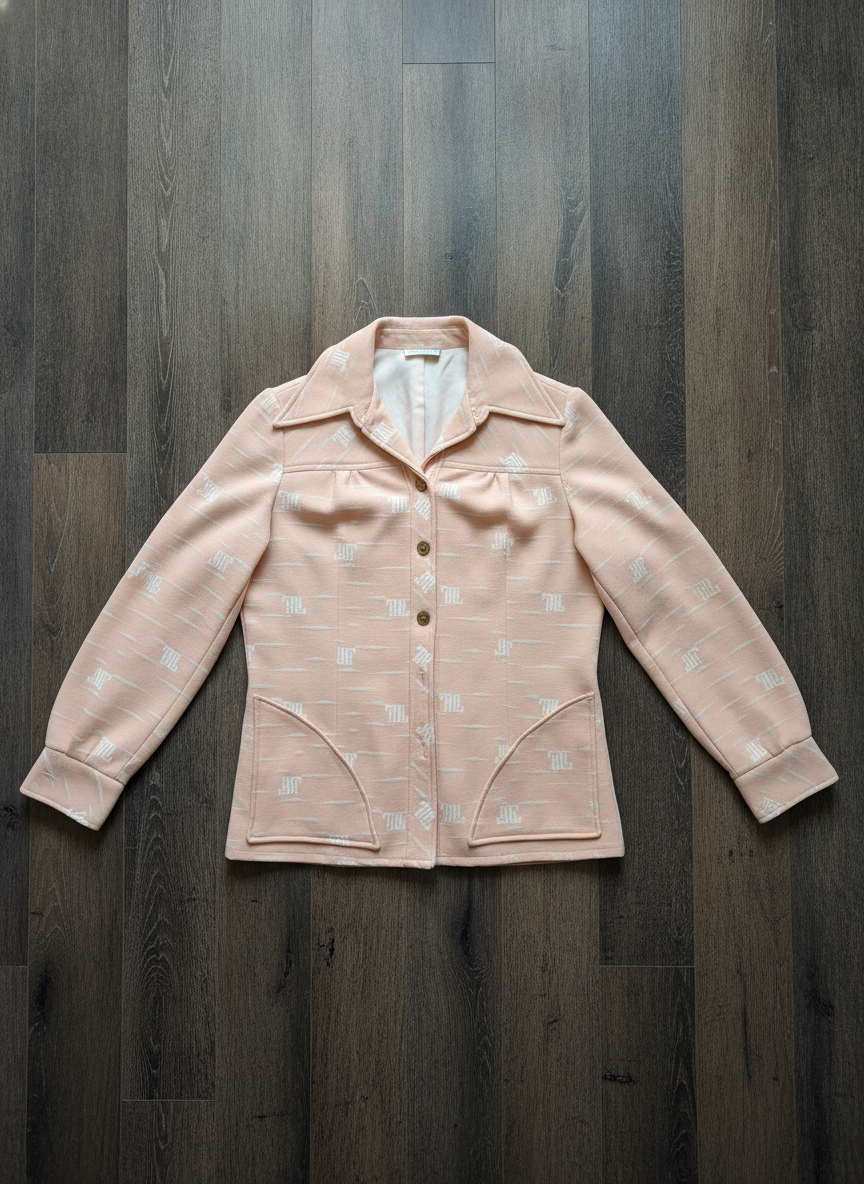 Unknown Brand Peach Printed Jacket - Styled Flat-Lay