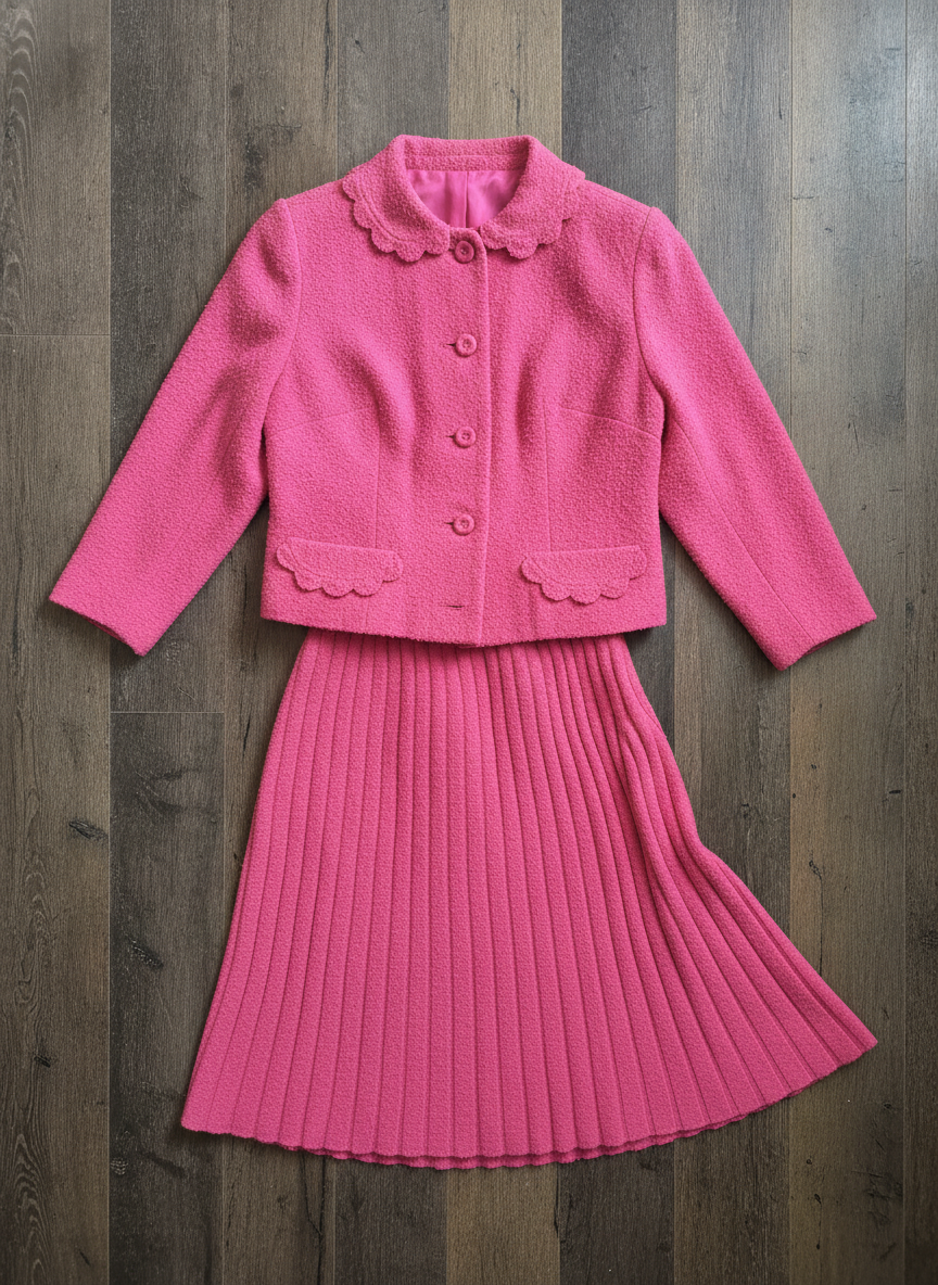 Kimberly Wool Vintage Skirt Suit - Styled Flat-Lay