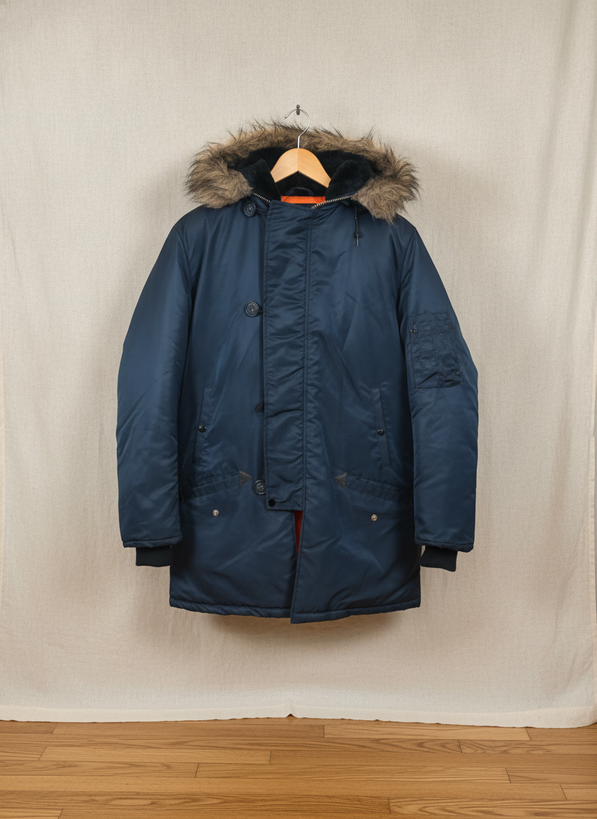 Unknown Brand Navy Parka Jacket - Studio Shot