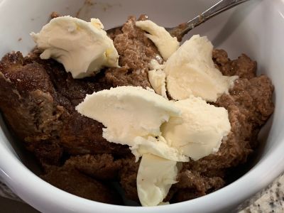 Chocolate Bread Pudding with Hard Sauce