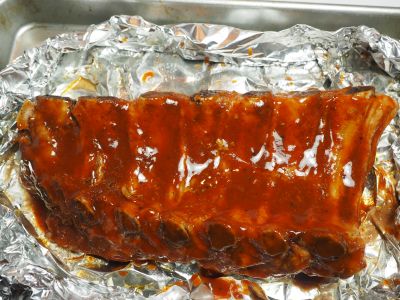 Brush Barbecue Sauce on the Bottom Side of the Ribs