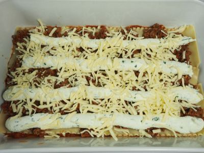 Add Another Layer of the Meat Sauce, Ricotta and Mozzarella
