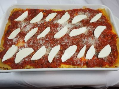 Arrange the Fresh Mozzarella Pieces on Top of the Lasagna