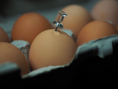 Insert the Push Pin into the Big End of the Egg