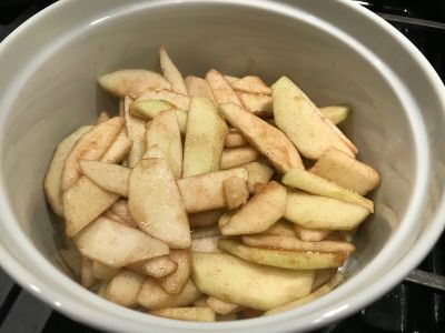 First Layer of Apples in the Dish