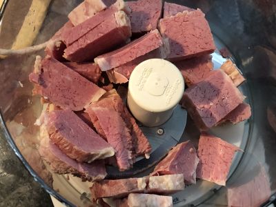 Add the Corned Beef to a Food Processor