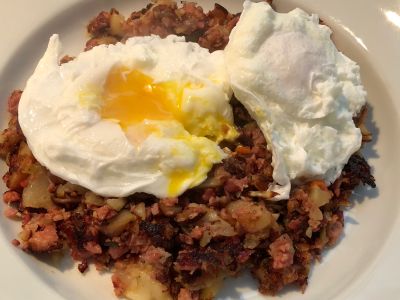 Corned Beef Hash with Poached Eggs