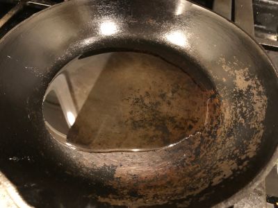 Cast Iron Skillet with Oil Added