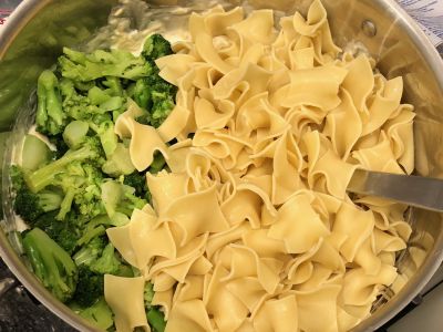 Add the Broccoli and Noodles to the Bowl