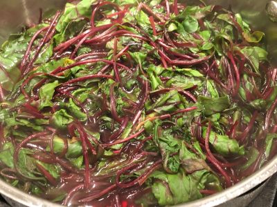 Beet Greens are Ready to Drain and Eat