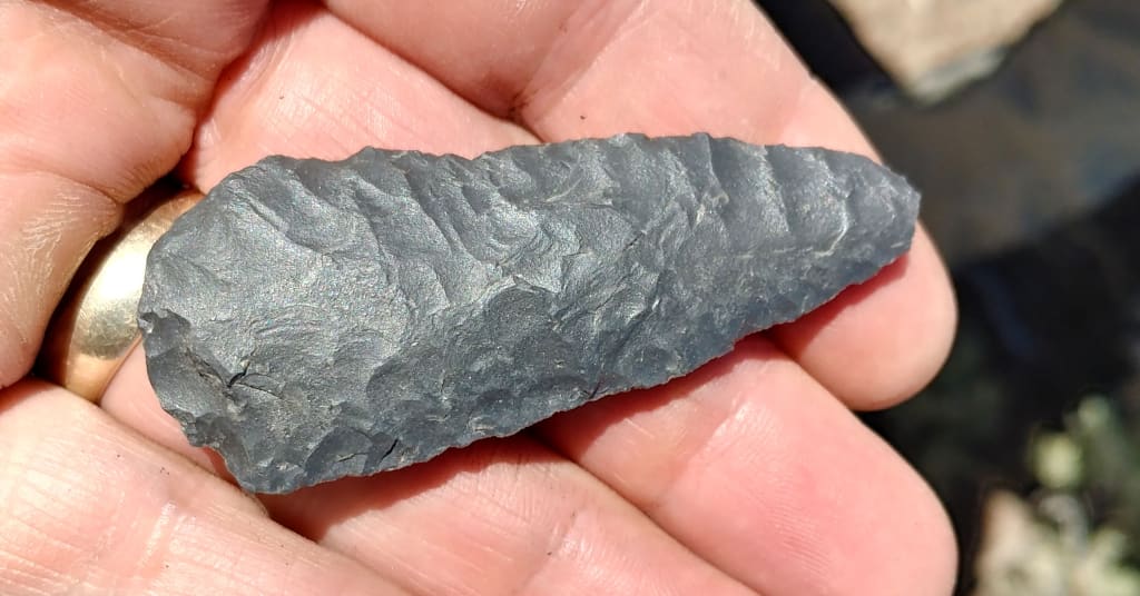Image of a spear point Doug found during an excavation