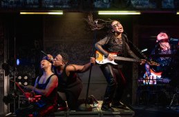 5.Michael J. Mainwaring (Hugo), Deimoni Brewington (Youth) and Imani Branch (Sherry) in Passing Strange at Signature Theatre. Photo by Daniel Rader