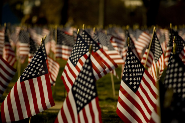 American flags on the National Mall