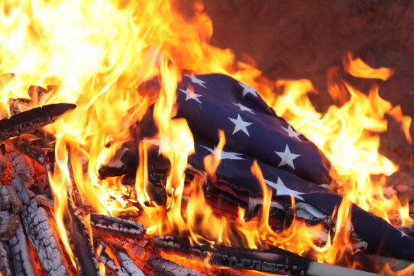 American flag burning