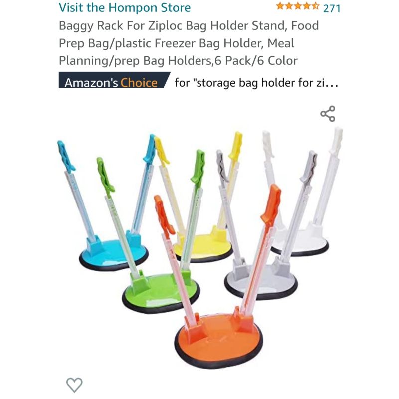 Baggy Rack for Ziploc Bag Holder Stand, Food Prep Bag/Plastic