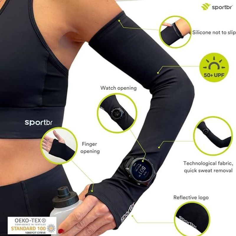 Image of Other Arm Sleeves with Opening for Fitness Tracker & Thumb Hole