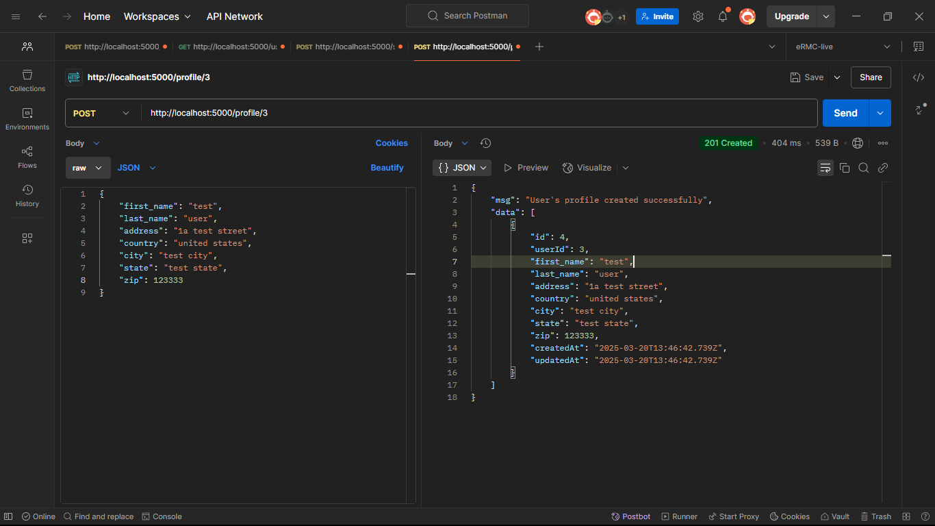 api call for user profile