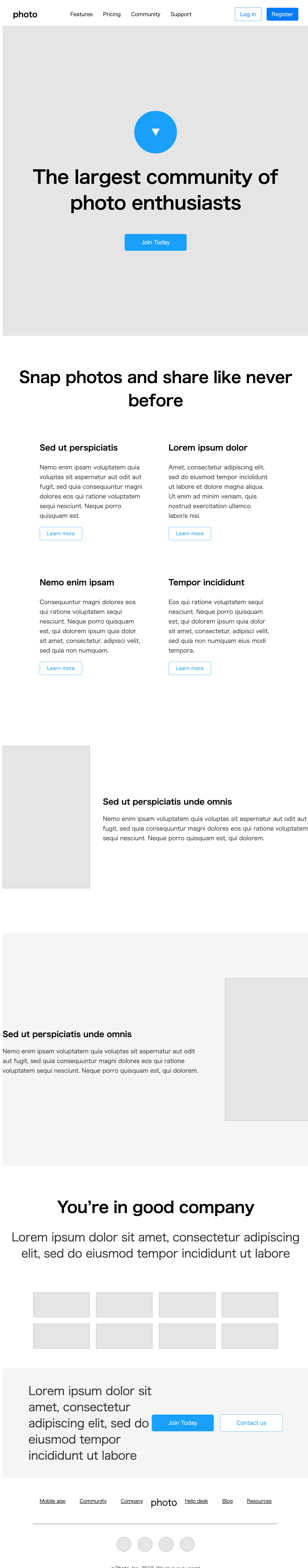 React Photo - Wireframing in Figma