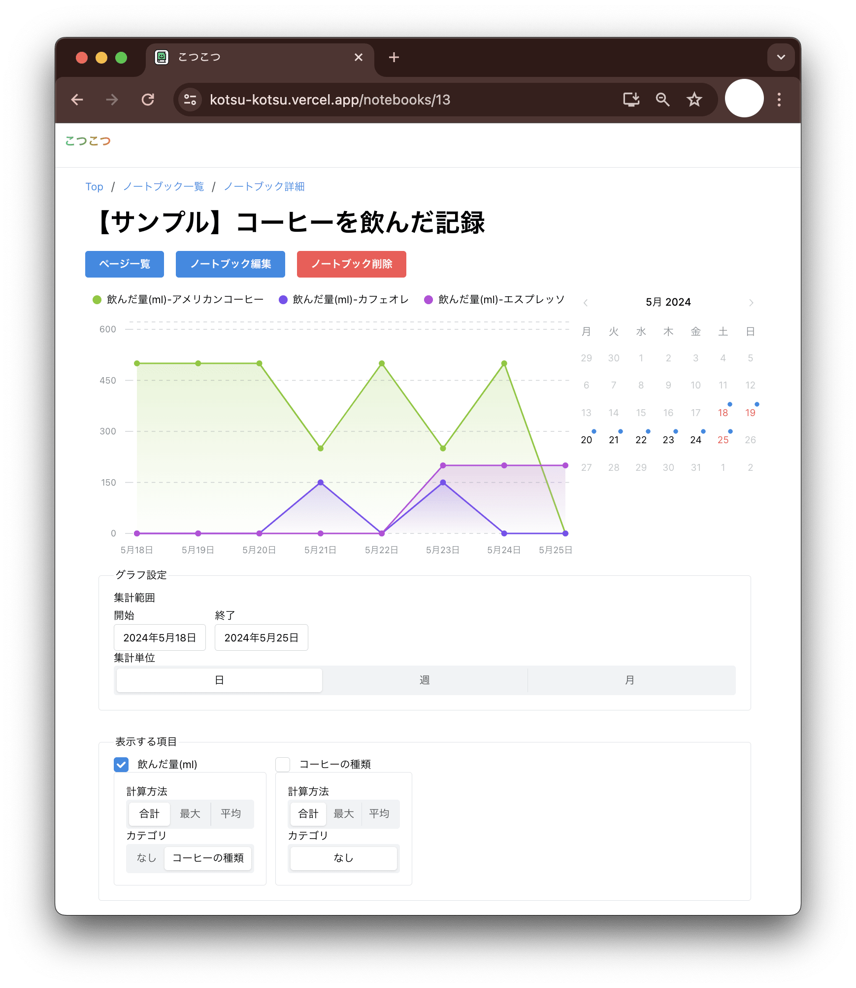 kotsu-kotsu AreaChart