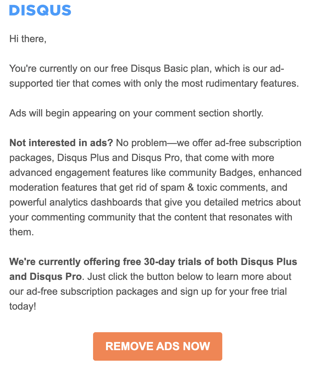 Disqusからのメール