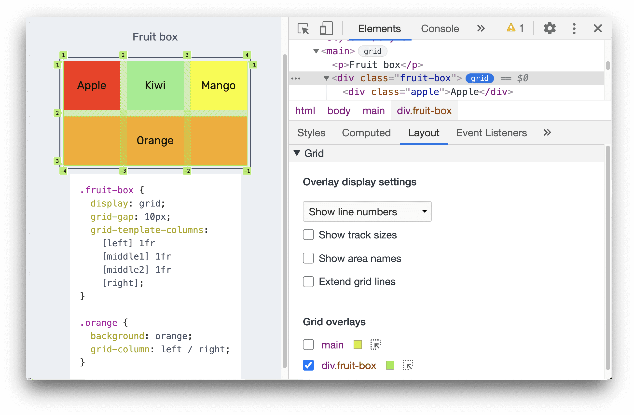 CSS グリッド レイアウトを検査する | Chrome DevTools | Chrome for Developers