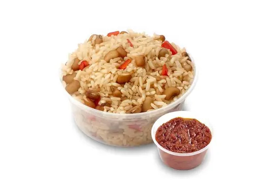 a Plate of Refuel Meal Promo(Rice & Beans with sauce)