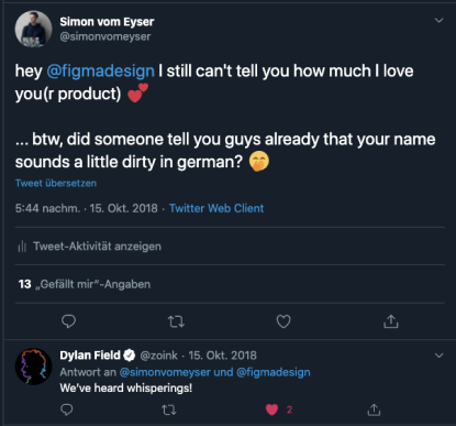 Tweet Screenshot - Figma's name sounds dirty in German
