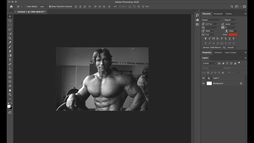 Gif of really bad photshopping my head on Arnold Schwarzenegger's body