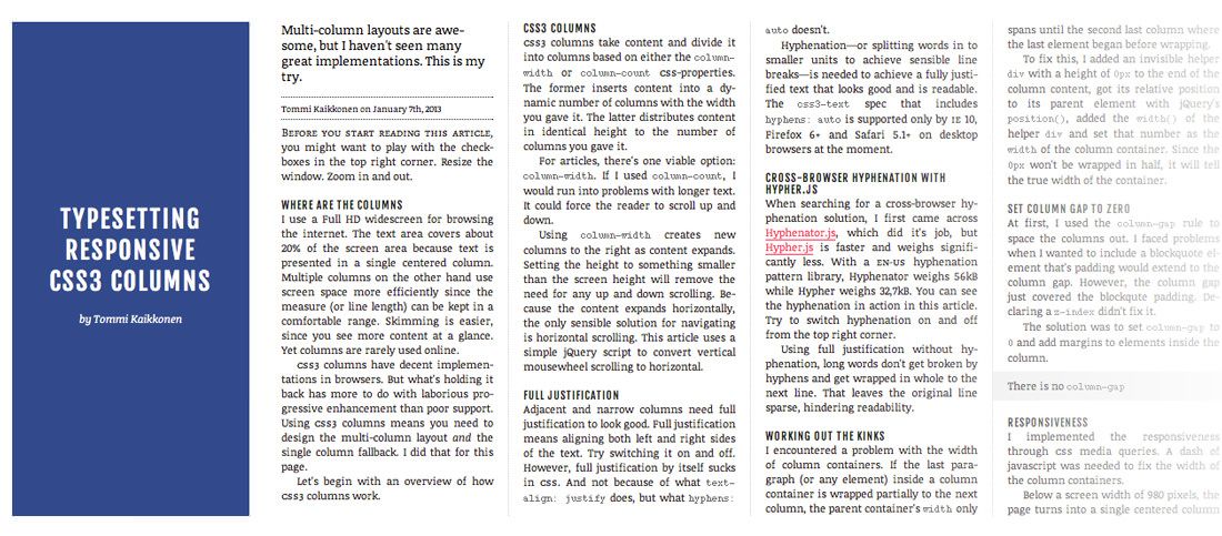Css3 Multiple Columns And Responsive Design Responsive Web Design