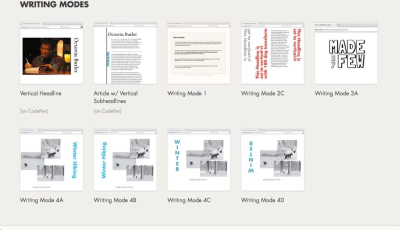 Examples of writing modes in CSS