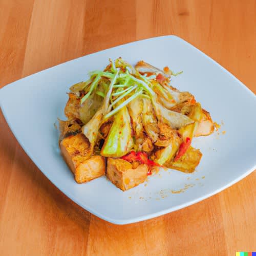 Szechuan Cabbage with Crispy Tofu