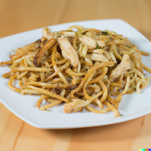 Stir-fried Shredded Chicken with Udon Noodle